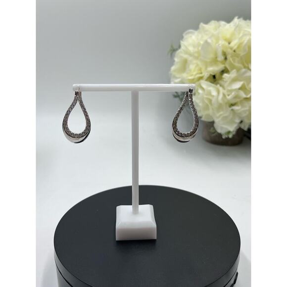 Vintage Designer CZ 925 Sterling Silver Twisted 3D Leverback Dangle  Earrings - Picture 6 of 13